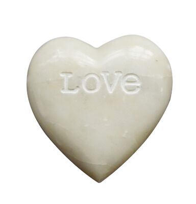 Creative Co-Op Soapstone Heart Decoration Engraved Love,White-image