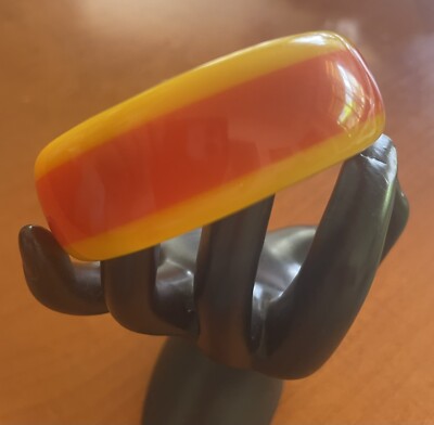 Mid century modern Plastic Bangle Orange And Butterscotch-image