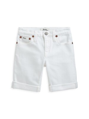 Polo Ralph Lauren Sullivan Slim Stretch Denim Shorts Big Boy 20 White Button Zip-image