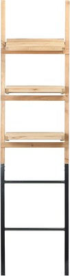 Creative Co-op EC0543 Fir Wood Shelf Metal Base Decorative Ladder, Natural -image