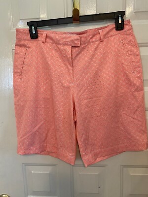 LADY HAGEN Golf Shorts Women's 10 Orange/White Diamond Print ~ Waist 32