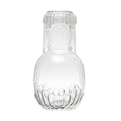 Creative Coop Debossed Glass Clear Carafe-image