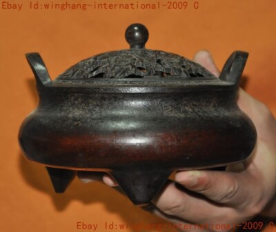 Mark China Buddhism temple bronze “大明宣德年制”Joss Incense burner Censer Statue-image