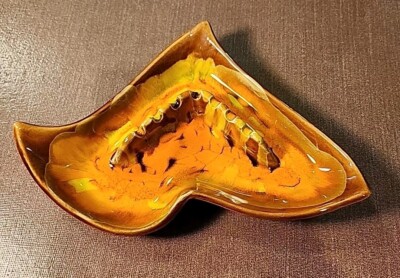 Mid Century California Original Pottery Ashtray USA #309 - Orange Brown MCM-image