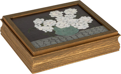Creative Co-Op Wood Jewelry Box with Flowers in Vase, Mirror and Compartments, M-image