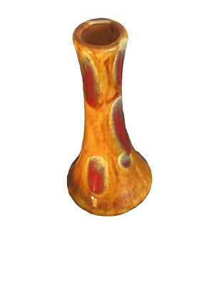 Vintage Mid Century Modern VASE/Drip Glaze Orange-image