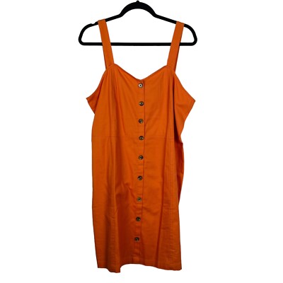 LOFT outlet orange tank shift dress faux button front sleeveless casual NWT -image