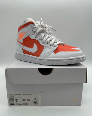 Nike Air Jordan 1 Mid SE Bright Citrus White CZ0774-800 Womens Size 7 Rare-image