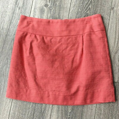 J. Crew outlet mini skirt textured cotton peachy orange preppy casual lined cute-image