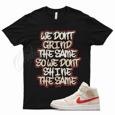 Black GRIND T Shirt for Air J1 1 Corduroy Mid SE Sail Orange Quartz -image