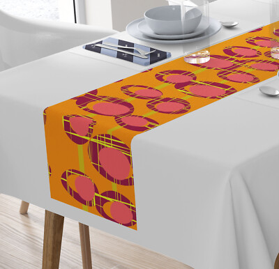 Retro Table Runner Vintage Style Orange Mid Century Modern MCM MM32-image