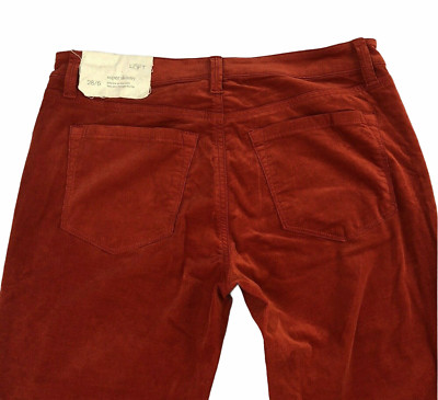 Ann Taylor Loft Corduroy Pants Womens Size 28 6 Super Skinny Red Orange Mid Rise-image