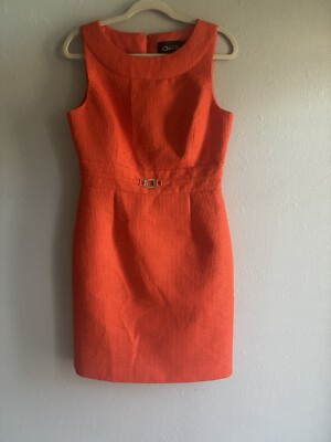 Chelsea Rose Sleevless Orange Color Sheath Dress  Size 8-image