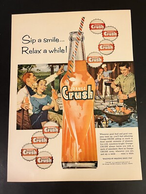 Orange Crush VTG 1950s Magazine Print Add 10.5x13.5 Soda Beverage Mid Century-image