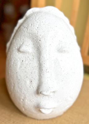 Rare Terra Cotta Face, White Glaze by Creative Co-Op-image
