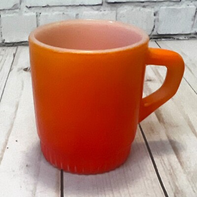 Vintage Fire King Orange Ombre Glass Coffee Mug-image