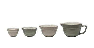 Creative Co-Op Set of 4 Batter Bowl Shaped Measuring Cups in Greys-image