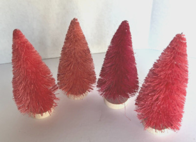 Creative Co-Op Boxed Set of 4 Coral Colors Bottle Brush Trees 4 1/2