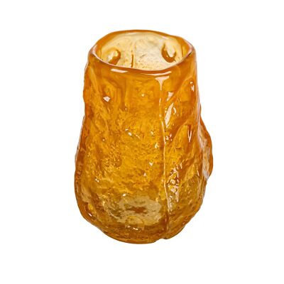 Creative Co-Op Organically Shaped Glass Candle Holder, Orange Vase-image