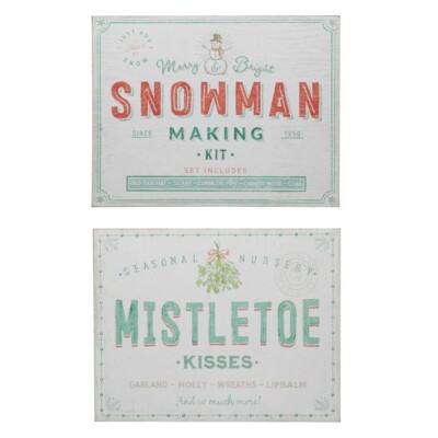 Creative Co-op - Holiday Vintage-Style MDF Wall Decor Set of 2 - XM7991A-image