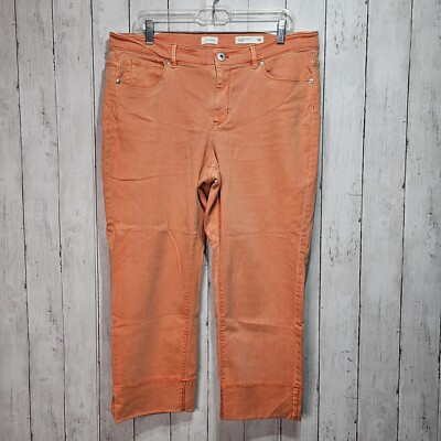 J. Jill Jeans Womens Size 14 Cropped Orange Mid Rise Cuffed Authentic Fit Denim-image
