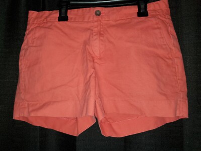 Banana Republic Women's Coral Orange Hampton Fit Flat Front Chino Shorts Size 6-image