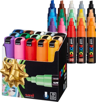 Paint markers, chiseled edges, a set of acrylic paint pens for art supplies,-image
