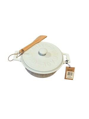 NWT DA2320A Stoneware Baker & Spreader White  Creative Co-op Brie Baker Sturdy!-image