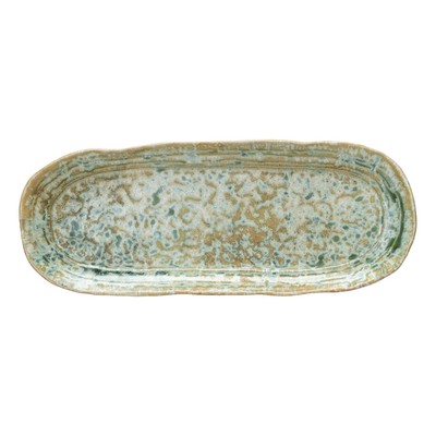 Creative Co-op 12 in Green Stoneware Platter-image