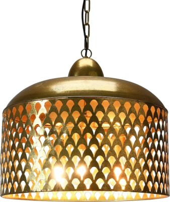 Unique! Creative Co-op Boho Antique Gold Vintage Pendant Chandelier 3-Light-image