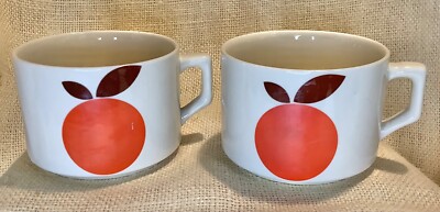 MCM mid century modern porcelain citrus orange stacking coffee cups mugs 1970’s-image