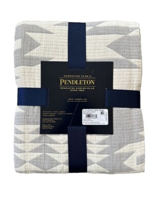 Pendleton Throw Blanket 50”x70” Moonlight Mesa Grey 100% Cotton NWT-image
