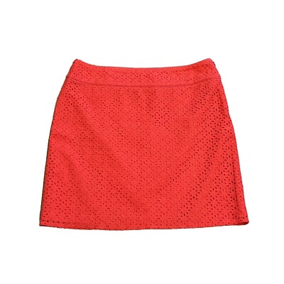 NEW Saint Tropez West Eyelet Floral Cotton Mini Skirt Orange Mid Rise Size 14-image