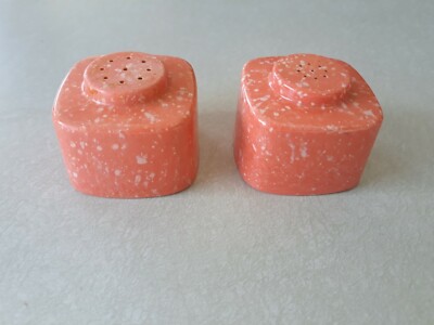 Mid-Century BROOKPARK Melamine Melmac Spatter Orange Salt & Pepper Shakers -image