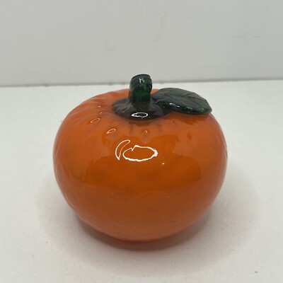 Vintage Glass Orange Fruit Hand Blown Mid Century Murano Style Décor -image