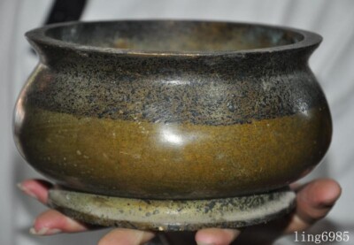 mark China  Chinese Buddhism temple bronze joss Incense burner Censer statue-image