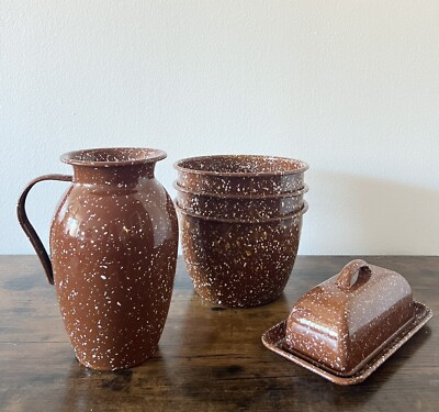 NWT! Creative Co-op Speckled Enamelware Set-image