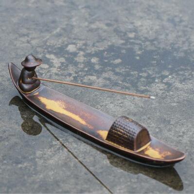 Fishing in river Ceramic Incense Burner Stick Holder Joss Insence Ash Catcher -image