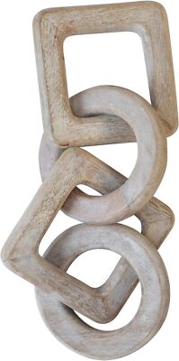 Creative Co-Op Mango Wood Chain Décor, Whitewashed Decor, Natural -image