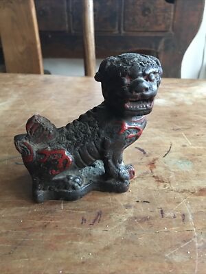 Rare Antique Chinese Yixing Foo Lion Dog Incense holder Good Joss FREE SHIPPING!-image