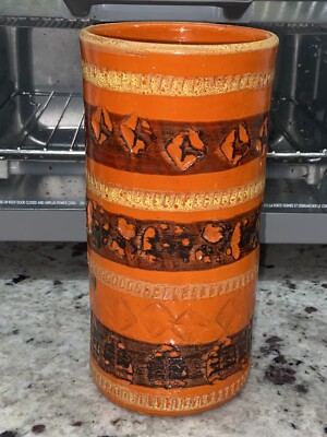 Vintage Italian Mid Century Modern Orange Glazed Vase￼-image