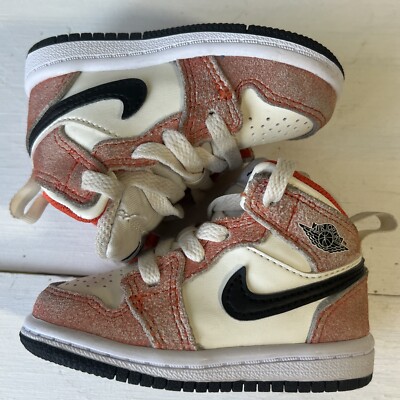 Jordan 1 Nike Toddler Size 4C Mid SE Orange Suede DV1340-800-image