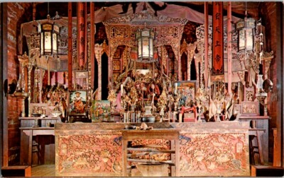 Vintage Postcard Interior View Chinese Joss House Weaverville CA California L608-image