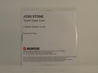 JOSS STONE SUPER DUPER LOVE (D77) 1 Track Promo CD Single White Sleeve RELENTLES-image
