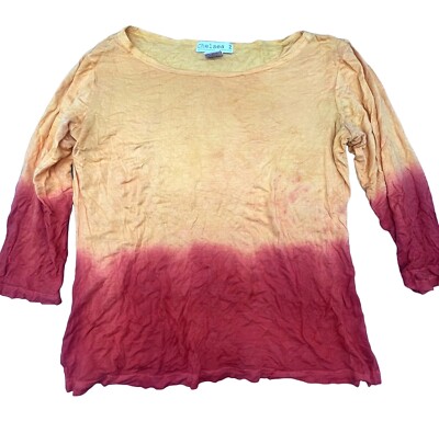 chelsea z mid sleeve tee shirt tie die orange red viscose made India medium READ-image