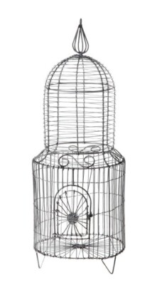 Gray Wire Sunburst Tall Narrow Decorative Birdcage NEW-image