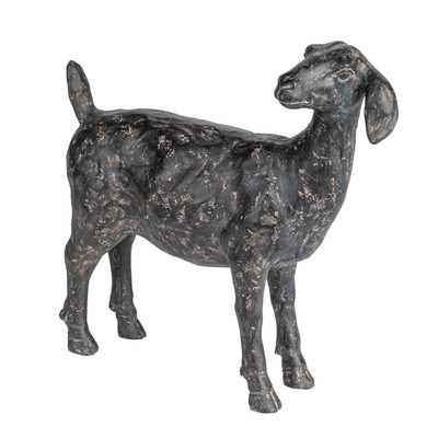 Resin Standing Goat Accent Décor with Cast Iron Finish, Black-image