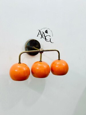 Orange Brass Wall Sconce 1950s Mid Century Brass Italian Adjustable Wall Fixture-image