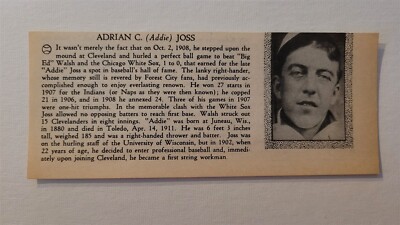 Addie Joss & Frank Home Run Baker 1935 Baseball Player Panel Legends-image