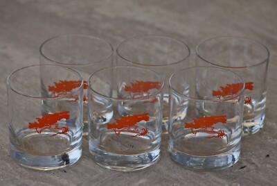 VINTAGE Orange Cypress Whiskey GLASSES 1960's Made in USA Mid Century Modern-image